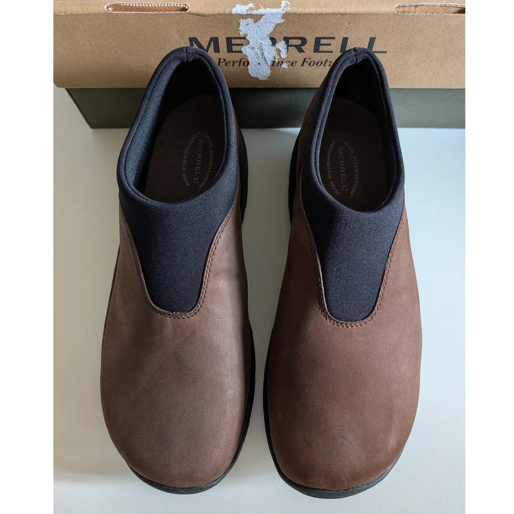 Merrell Primo Moc Brown Leather Slip On Shoes Men's 8 60485 Air Cushion Loafers